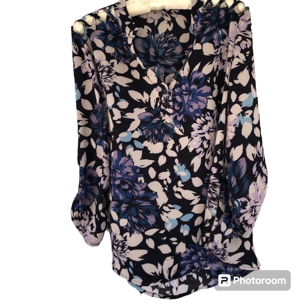 Cure Blouse Black Navy Floral PL